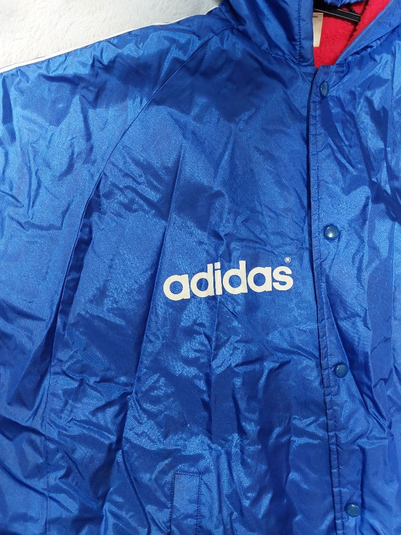 adidas フード付きベンチコート 青