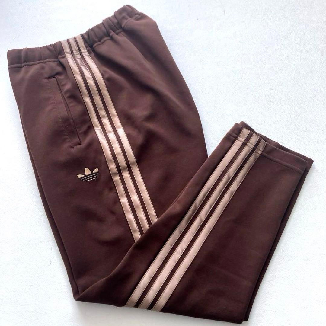 【希少90s美品】アディダス　デサント製 トラックパンツ トレフォイル ブラウン