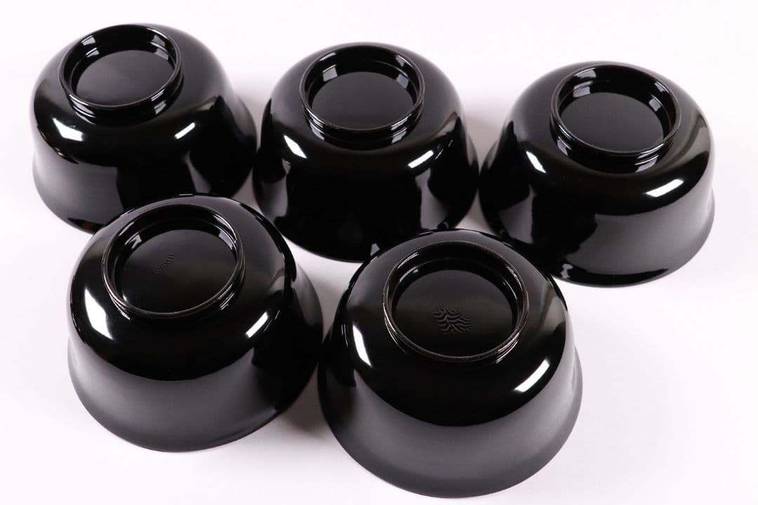 木製漆器 菊花蒔絵 黒塗 椀 五客 漆芸 茶懐石 会席道具 草花【MA286】