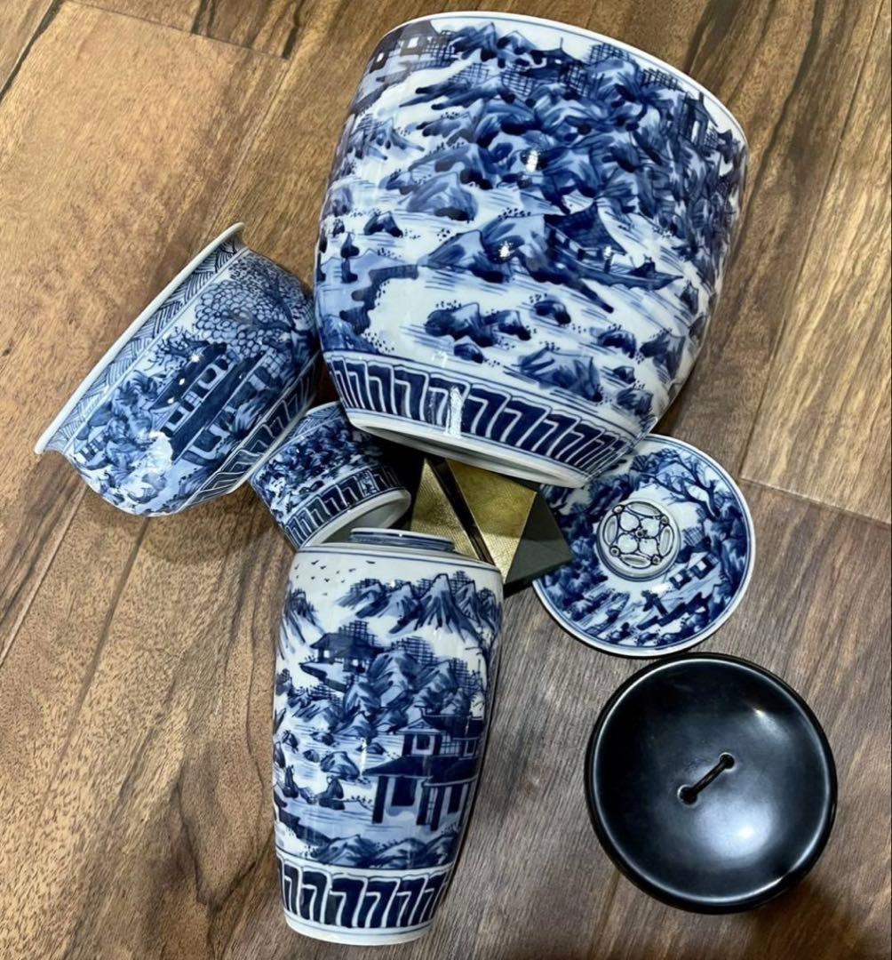 茶道具_青華山水画_皆具_平安_特泉造