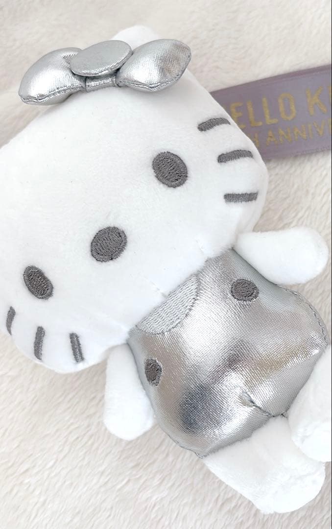 キティ50周年 マスコットチャーム アベイル シルバー ぬいぐるみ キーホルダー