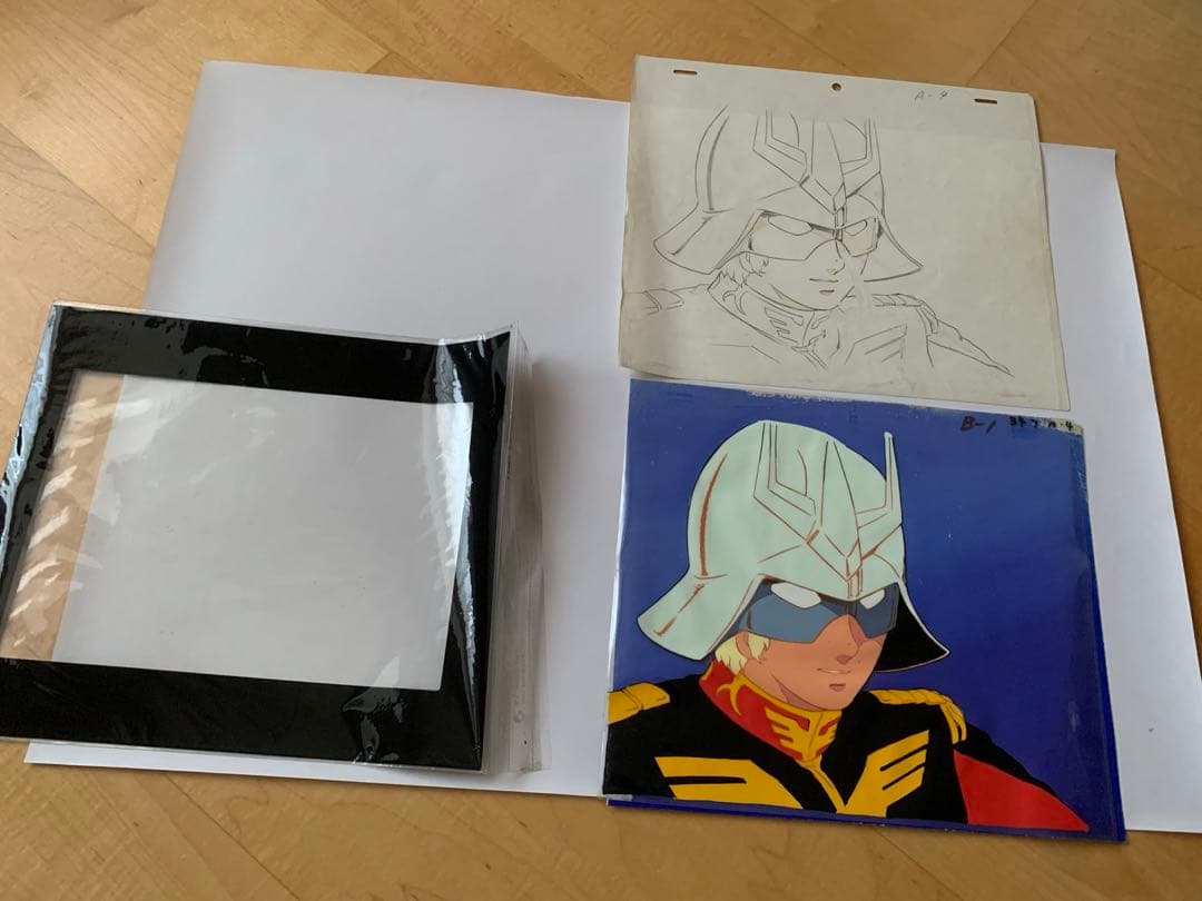 セル画　機動戦士ガンダム　シャア・アズナブル　背景　下絵　当時物　初代ガンダム