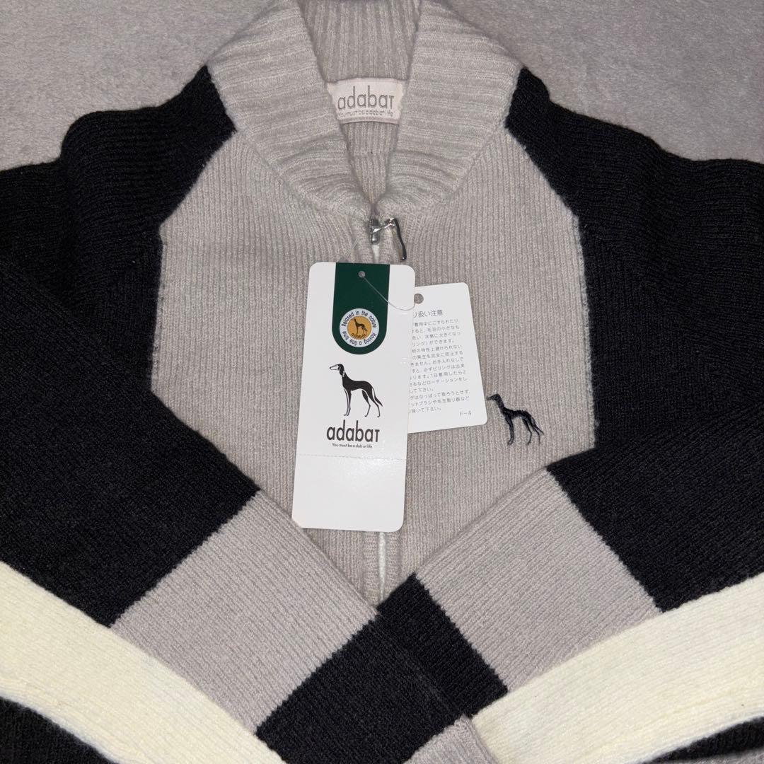 adabat ジップアップセーター 黒・グレー・白