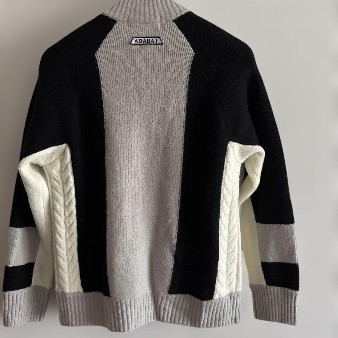 adabat ジップアップセーター 黒・グレー・白