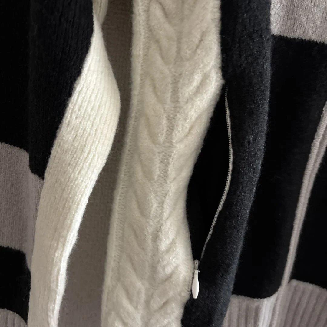 adabat ジップアップセーター 黒・グレー・白