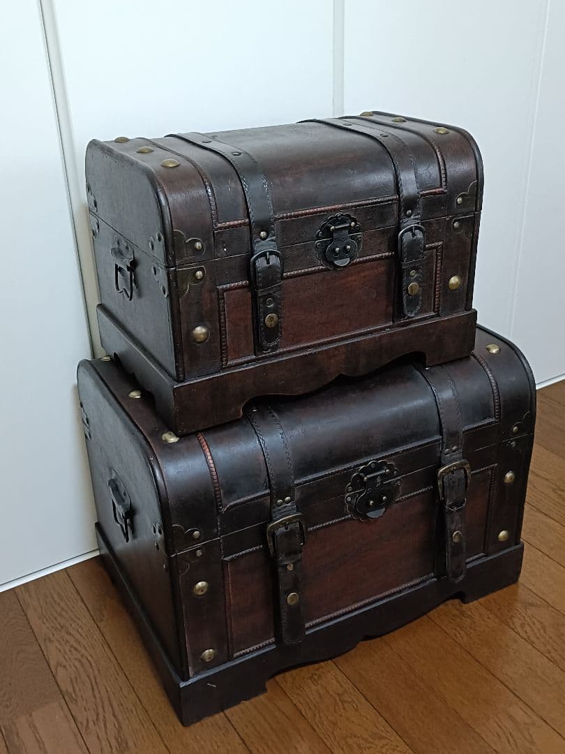 アンティーク 木製木箱 2個セット 大小