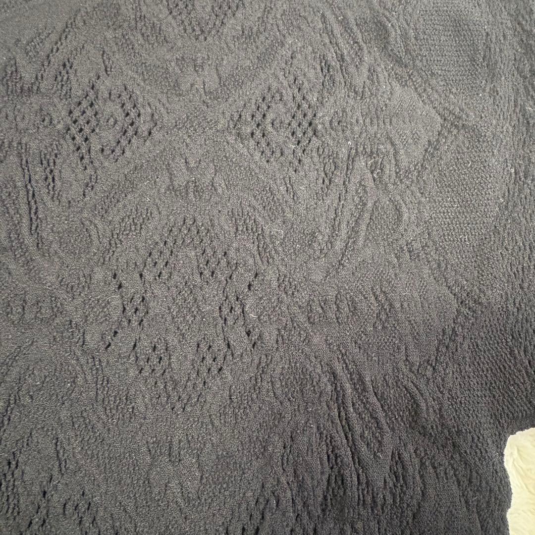 【新品】シアー2wayクルーネックニットトップ ノーソーイングニット M黒