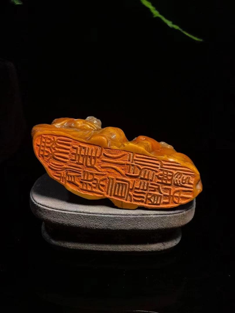 中国古美術・瑞獣羅漢の印鑑・寿山石三彩水晶田黄・置物・純手彫り・風水開運・文房具