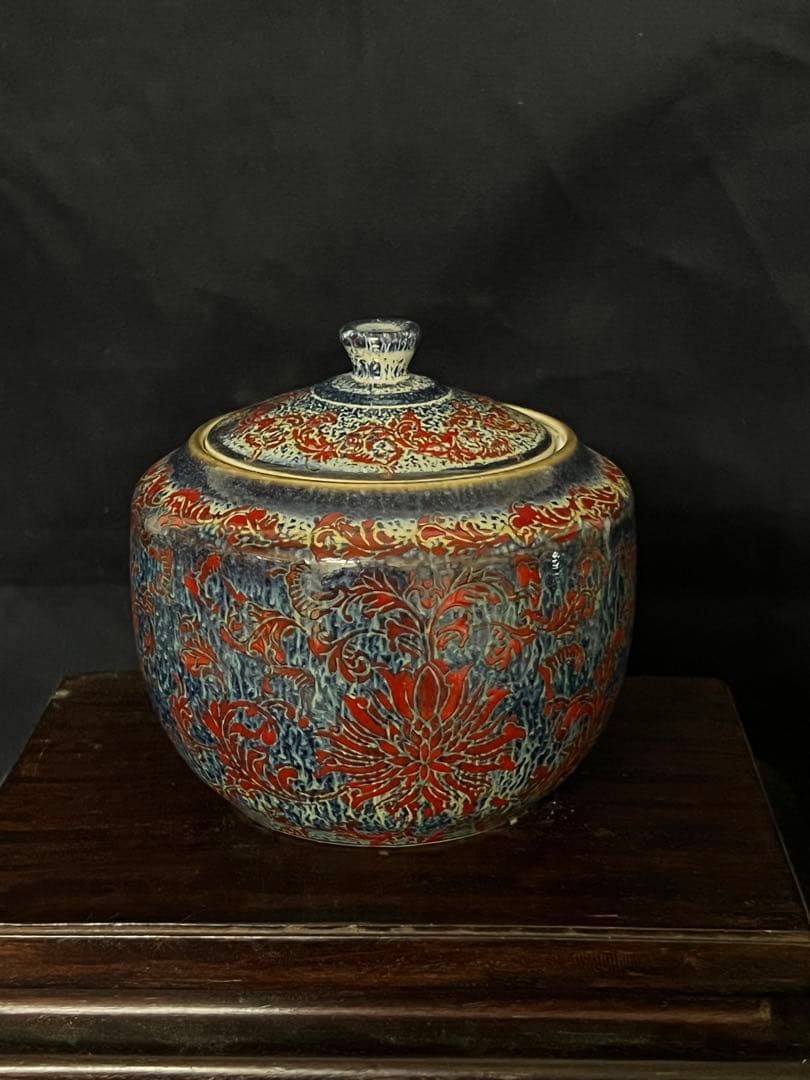 【倉庫整理品】中国古美術/清時代呂鈞窯壺【大清乾龍年製】在銘：XG66