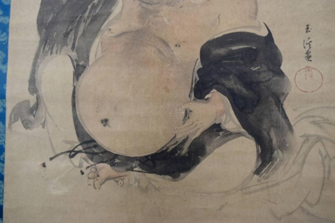 【真作】望月玉渓/布袋図/大幅/掛軸/名家伝来/AA-489