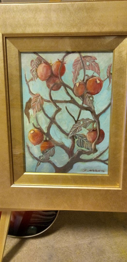 絵画　永田芳郎作　画題　実りの秋　Ｆ4号　アクリルキャンバス画