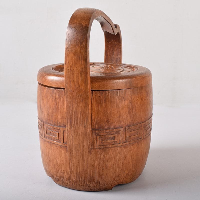 茶道具　中川竹仙作　竹根　持ち手付　抹茶器　茶碗など　六点一式　J　R8300B