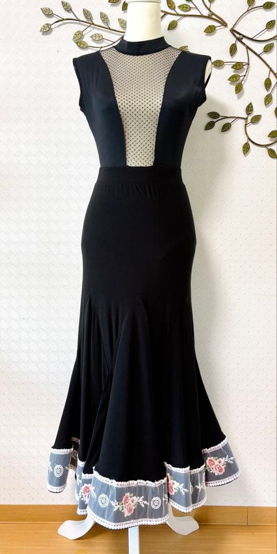 社交ダンス★新作★パーティー★レッスン★レオタード★スカート★ドット★シースルー