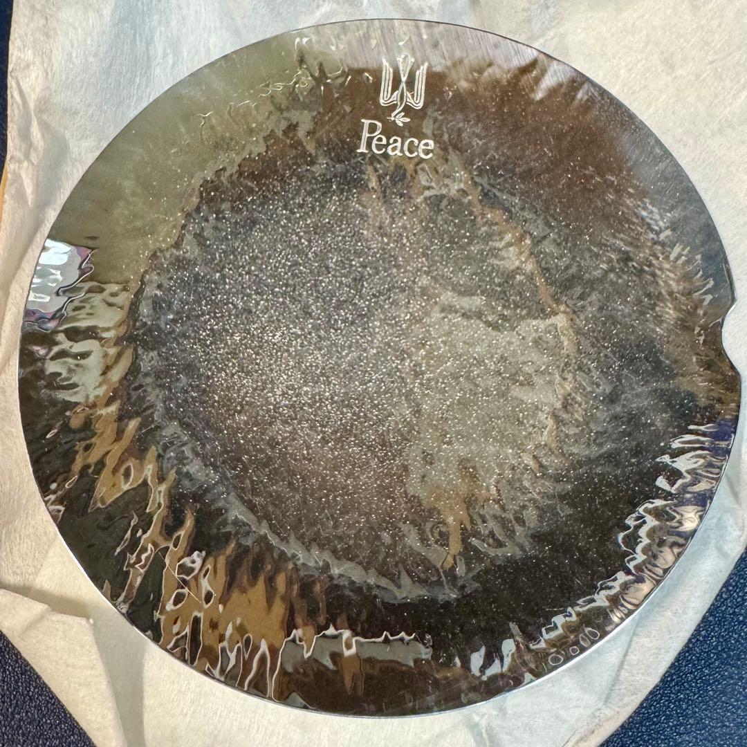 【未使用】JT Peace 特製 工芸品 純銀製 現代の名工手打ち灰皿 木箱入り