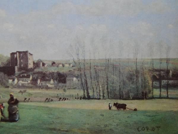 コロー、ラ・フェルテ＝ミロンの風景、希少画集画、新品高級額、額装付