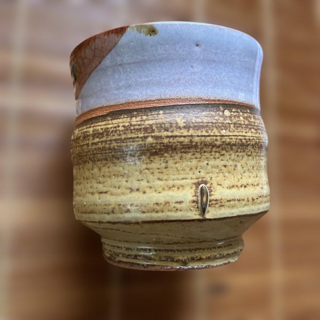 ◆神勝寺焼陶津窯三代目「藤本明成」作 色絵湯呑み 日本工芸会会員◆