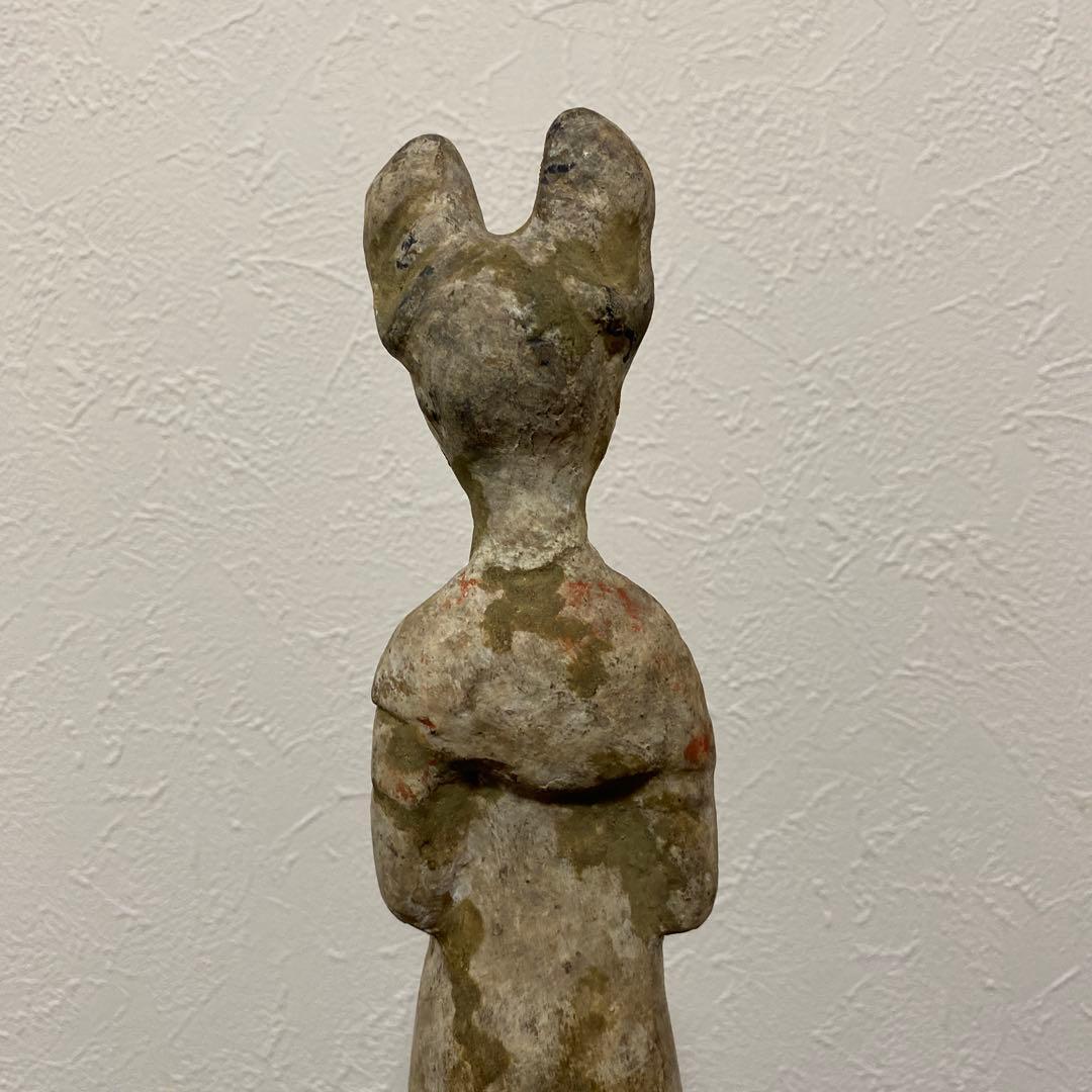 中国美術 唐 加彩 婦人俑 置物