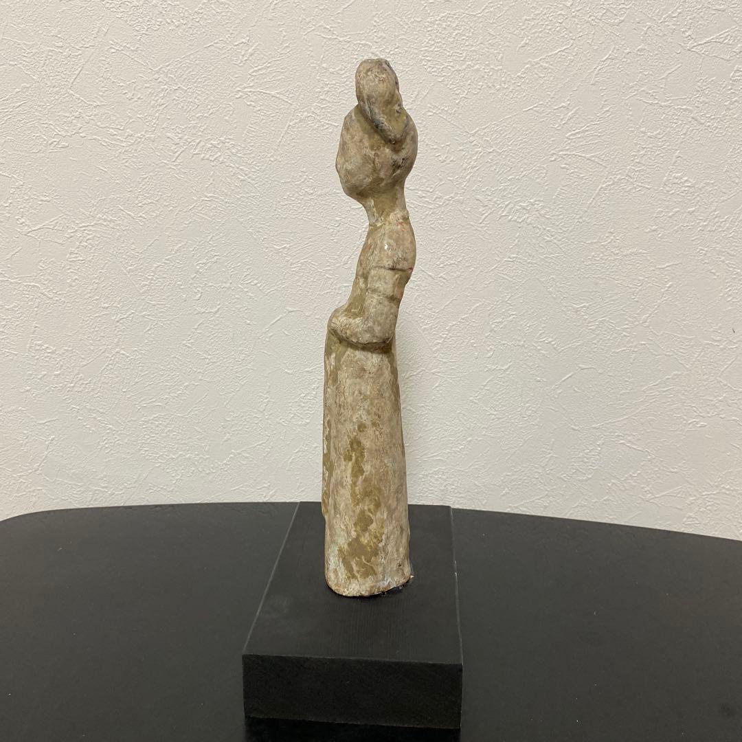 中国美術 唐 加彩 婦人俑 置物