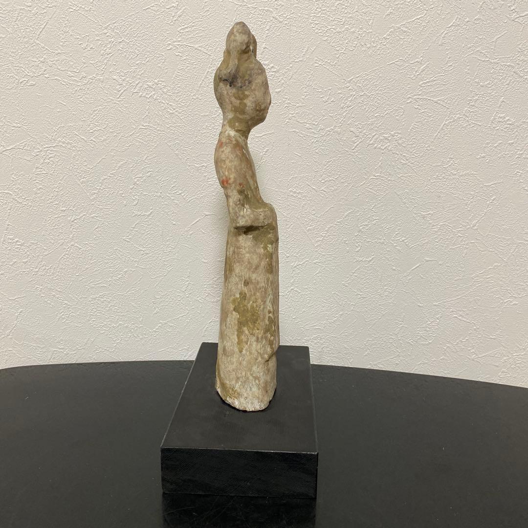 中国美術 唐 加彩 婦人俑 置物