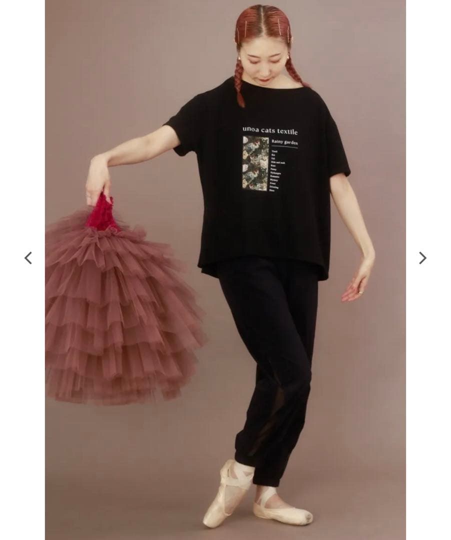 お得 新品 unoa ブラック Tシャツ ウノア バレエ