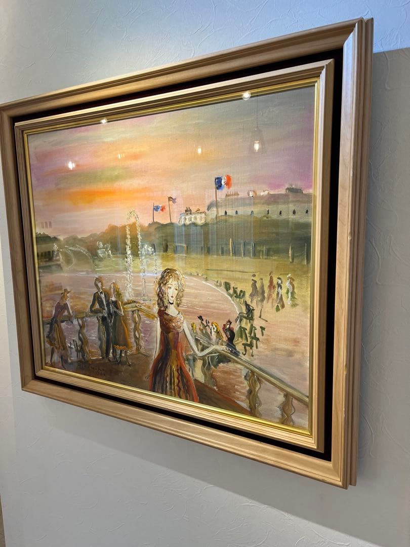 【希少一点物】人気画家　織田広比古　バラ色のパリ　油彩画　F20 大作