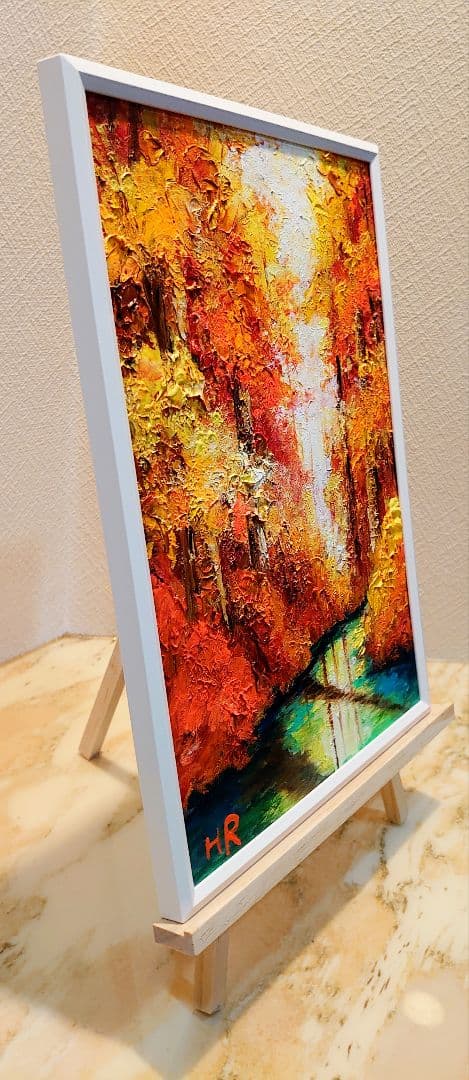 油絵 絵画【紅葉の湖】