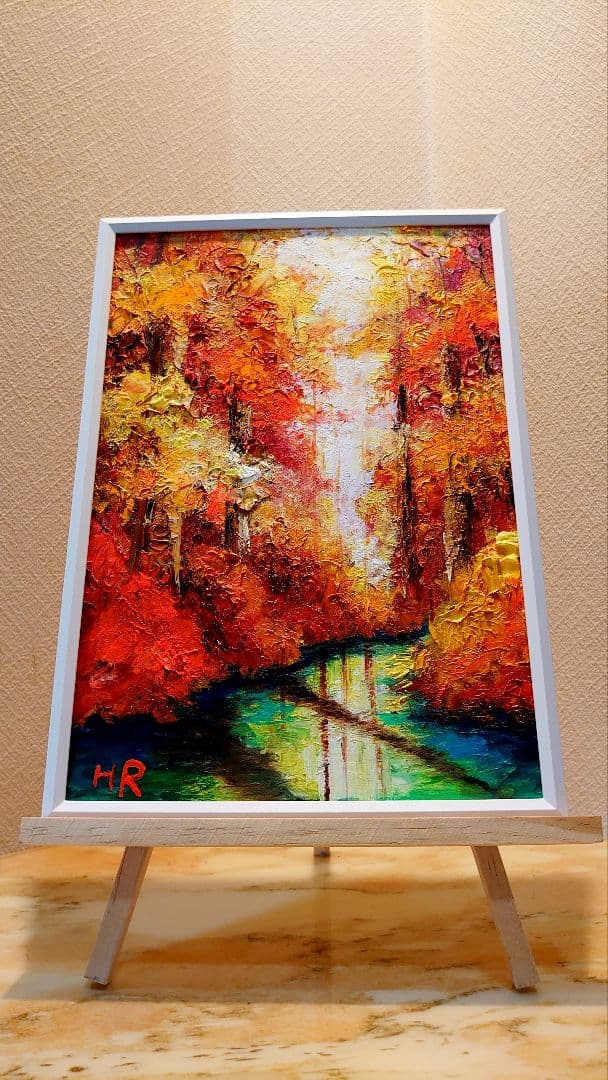 油絵 絵画【紅葉の湖】