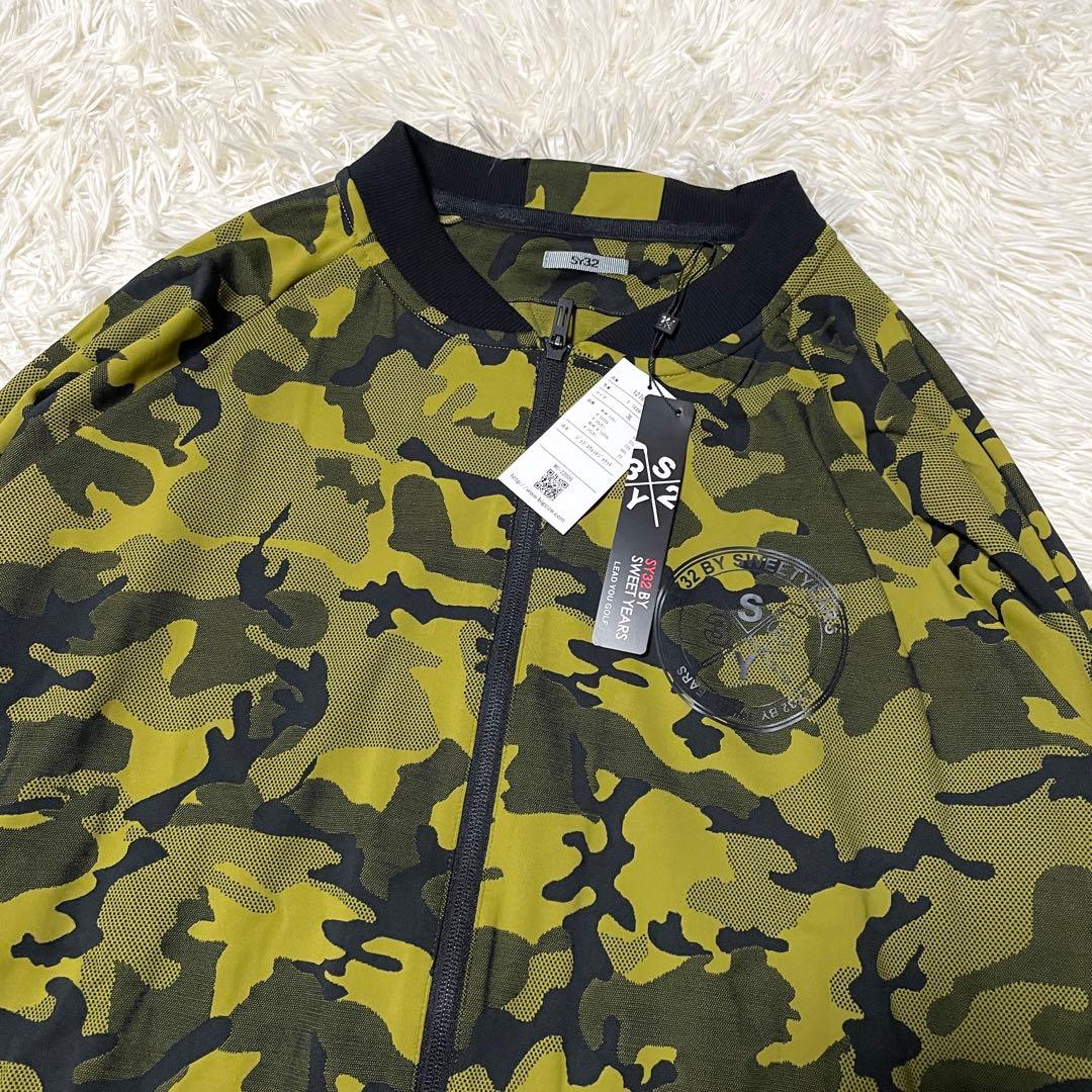 【未使用品】ジップスウェットジャケット イエロー 3L カモフラ ゴルフ