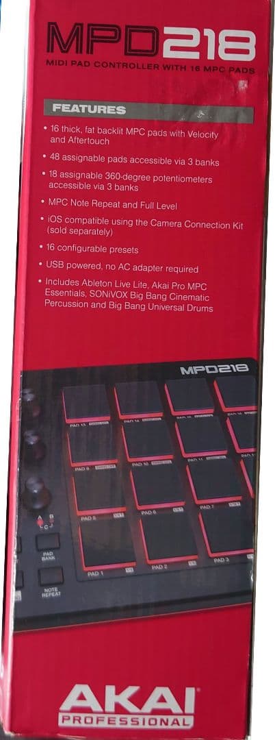 【箱・取説・USBケーブル】AKAI MPD218 MIDIパッドコントローラー