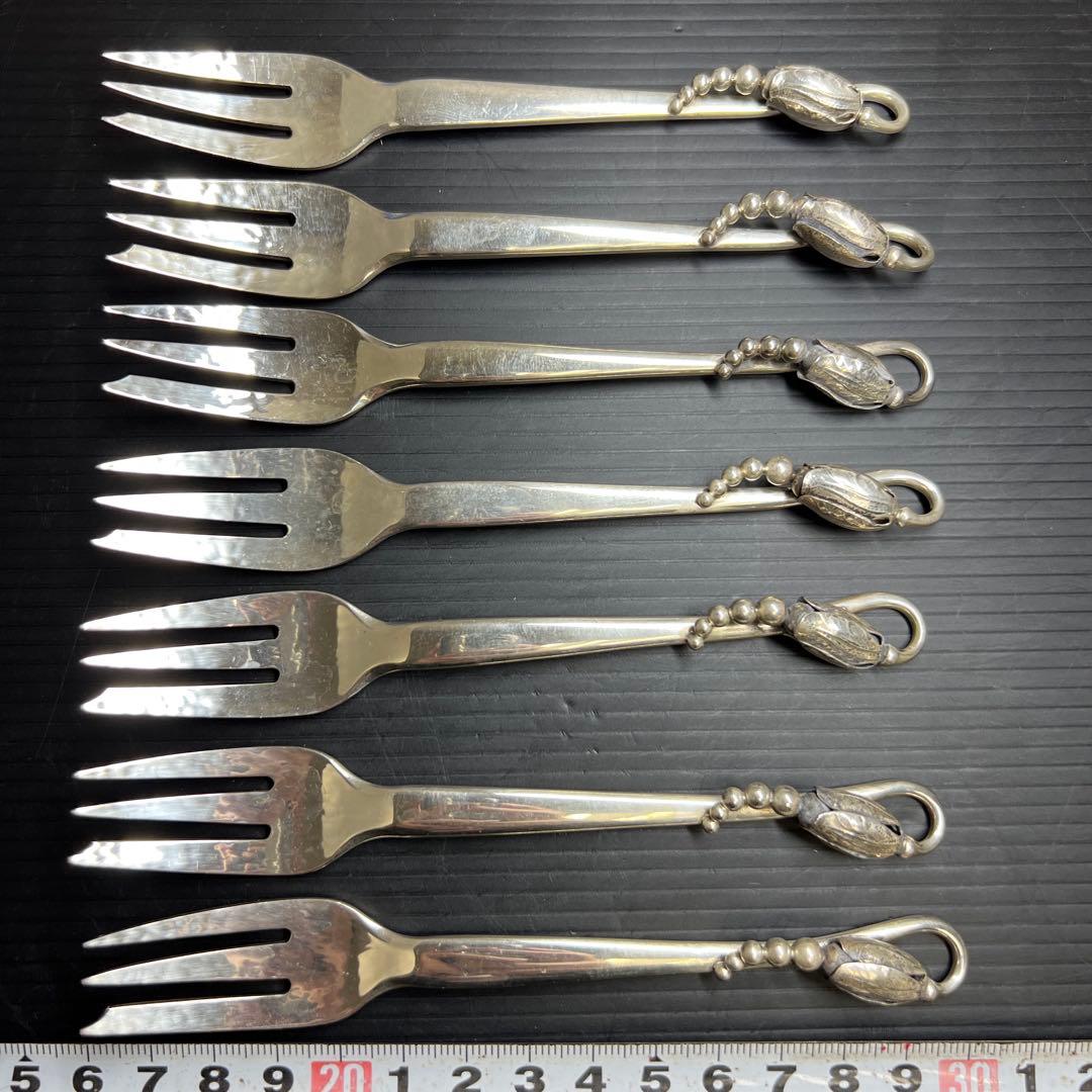 ジョージジェンセン　最高級ブロッサム　デザートフォーク　7本　202g 共袋