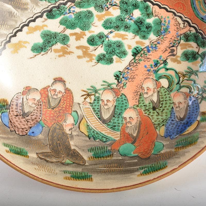 九谷焼　東山造　庄三風　色絵山水人物文鉢　共箱　V　R5442