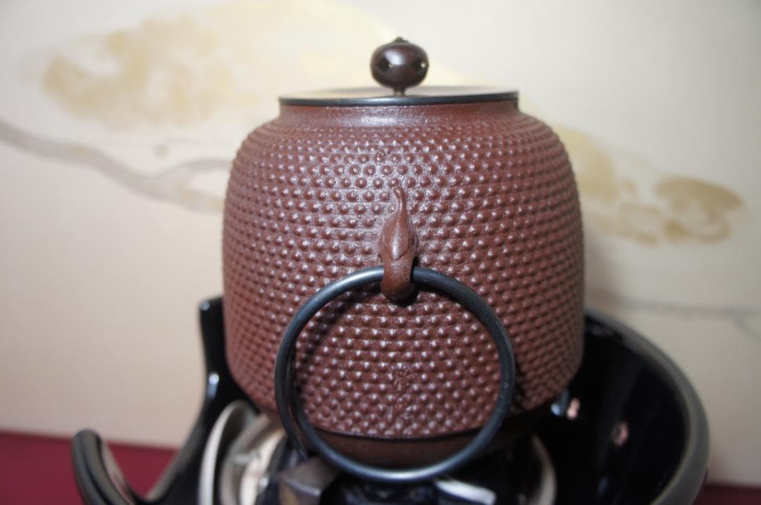 ☆ 創巧野々田 真塗風炉(紅鉢型)電熱器 在銘霰地紋棗釜 他フルセット送料込み