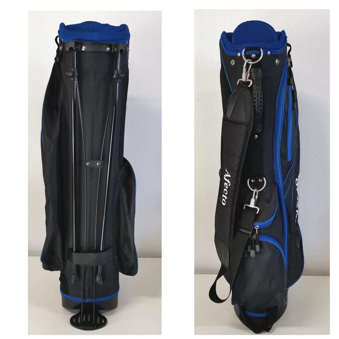 【超軽量】Afecto スタンド式 ゴルフ キャディバッグ 9型 7分割 黒/青