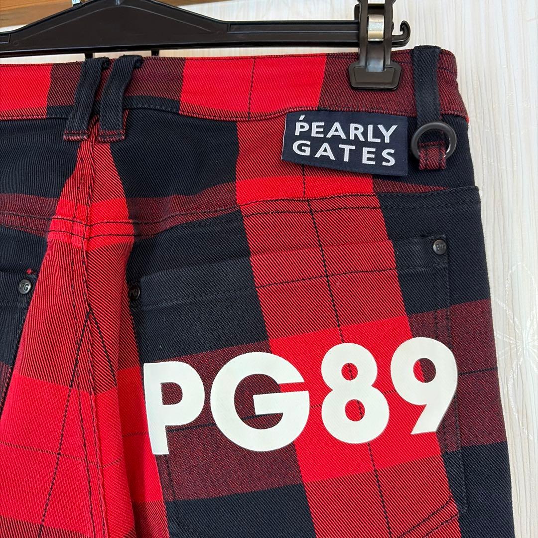 PEARLY GATES PG89 ゴルフ用パンツ レッド/ブラックチェック