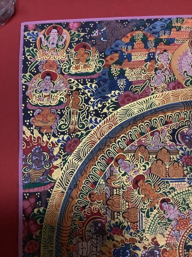《 チベット密教　新品　1点物 》 手描き　曼荼羅　仏陀　釈迦　仏画　仏教　f7