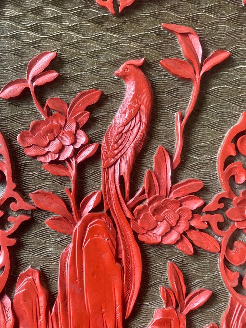 ジャンク品 堆朱？ 壁掛け 詳細不明