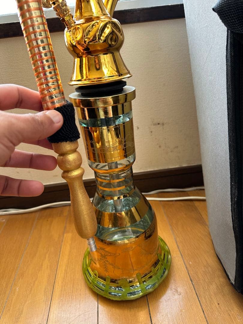 シーシャ　金属製水タバコ ゴールド 1ホース