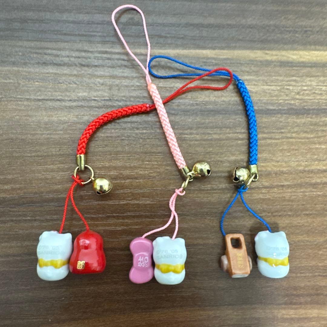 キティ ストラップ ダルマ リボン 必勝 縁結 交通安全 3点セット