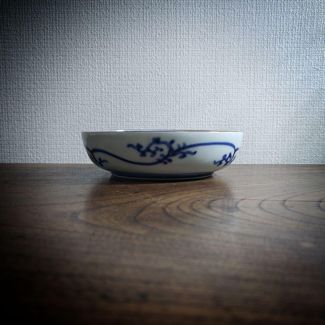 なます皿　古伊万里　染付　江戸　花唐草　五弁花　蛇の目　渦福　イ号　訳あり