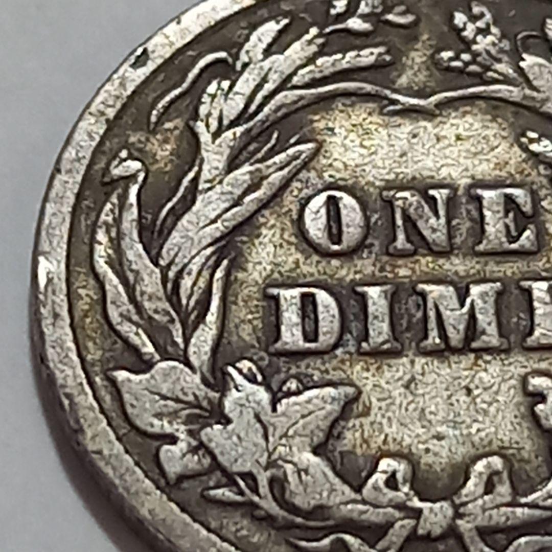 レア 銀貨 1914年 アメリカ 1ダイム バーバー ミントD