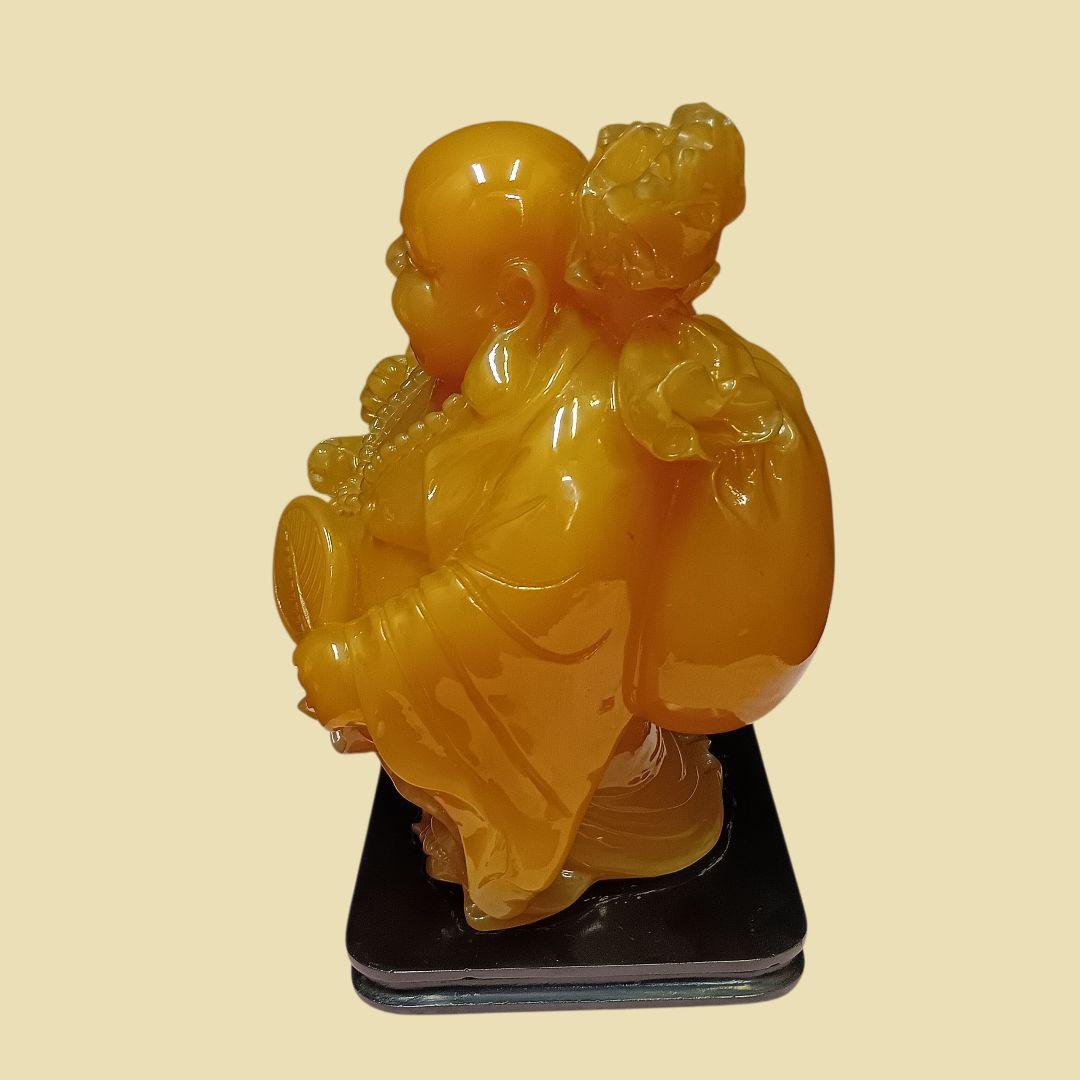 オニックス 布袋尊 置物 台座付き　高さ約30cm