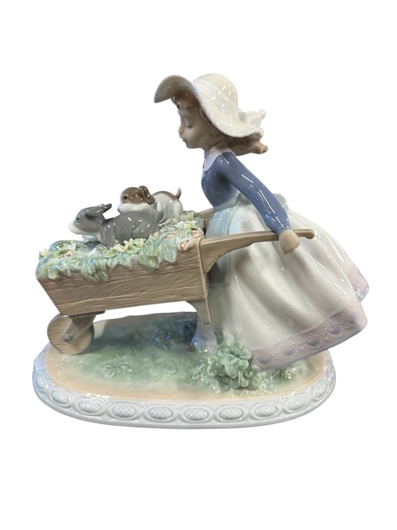 リヤドロ 5460 “乗せてあげる” フィギュリン 犬 花 女の子 陶器