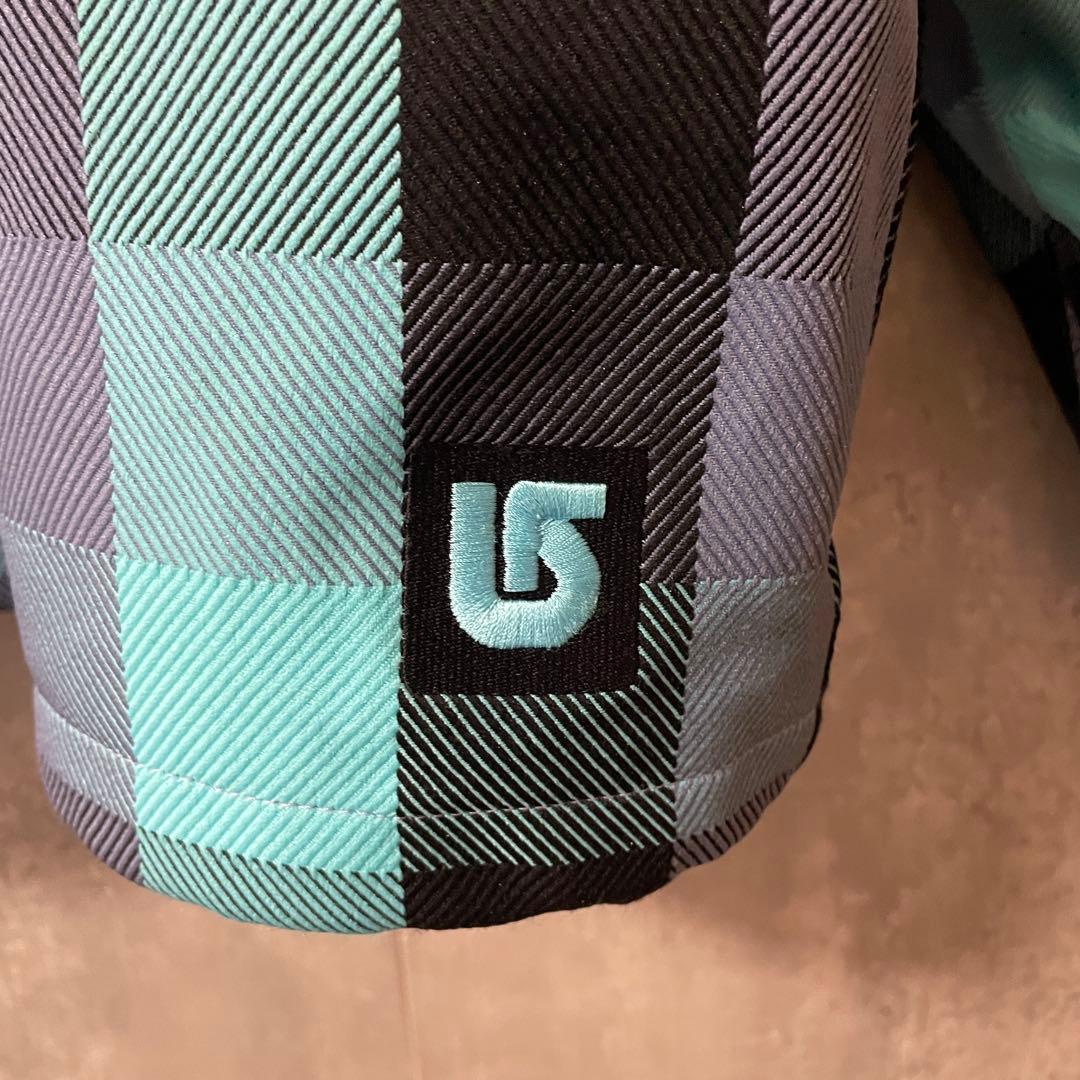 Burtonバートンスキーウェアスノーボードジャケットパーカーフード水色チェック
