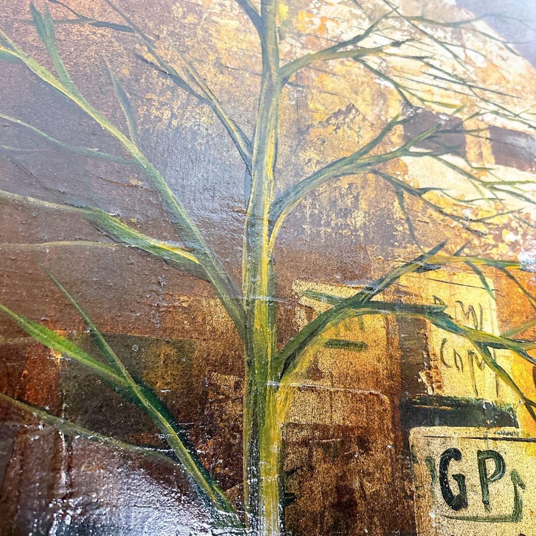 真作 立川広己「広告のある壁」油彩 自由美術協会会員 一枚の絵人気画家