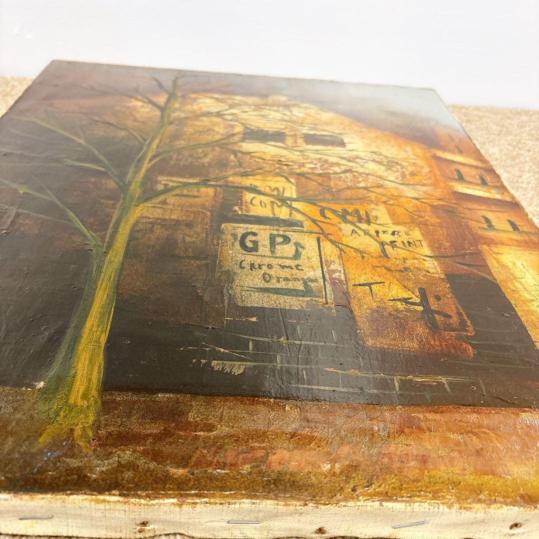 真作 立川広己「広告のある壁」油彩 自由美術協会会員 一枚の絵人気画家