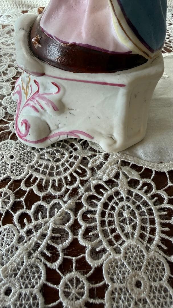 アンティーク フランス レトゥ モージェ ビスク磁器聖母像