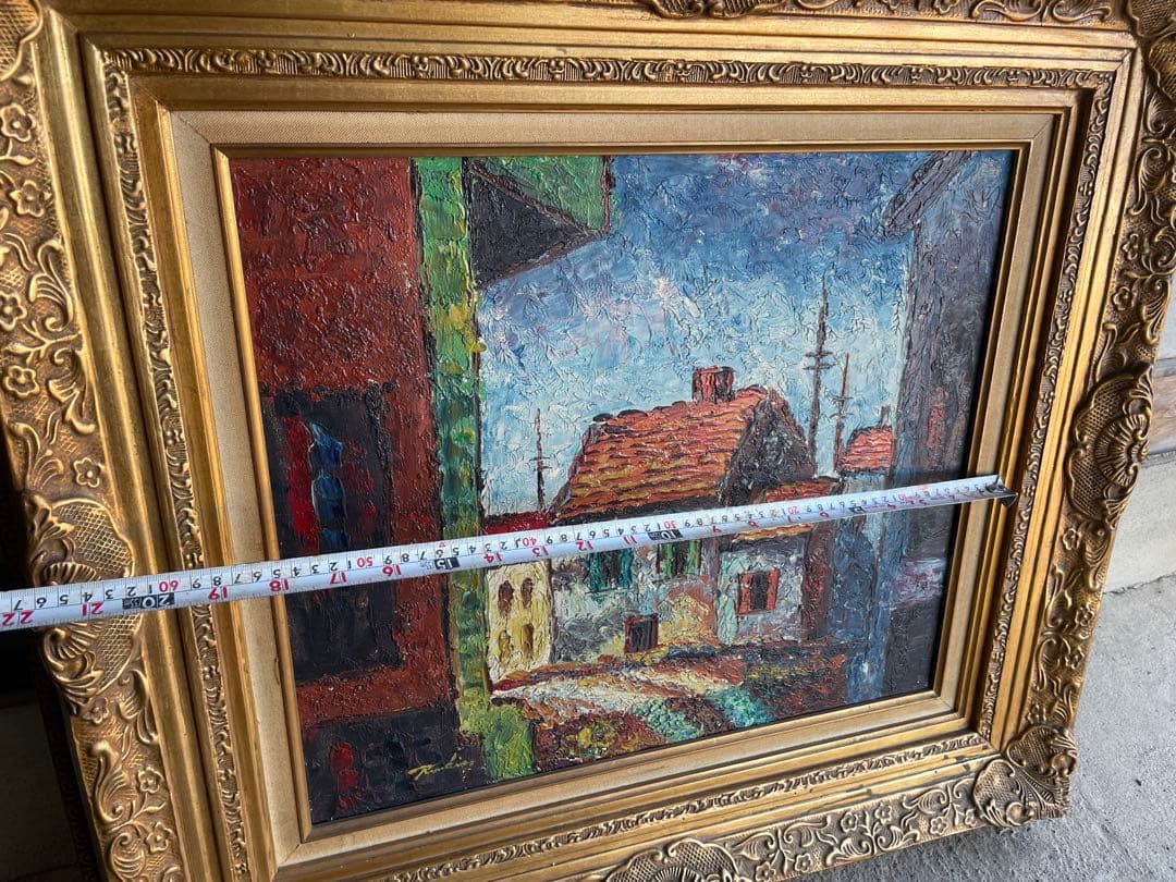 印象派風景画 金色フレーム付き 約48㎝×55㎝