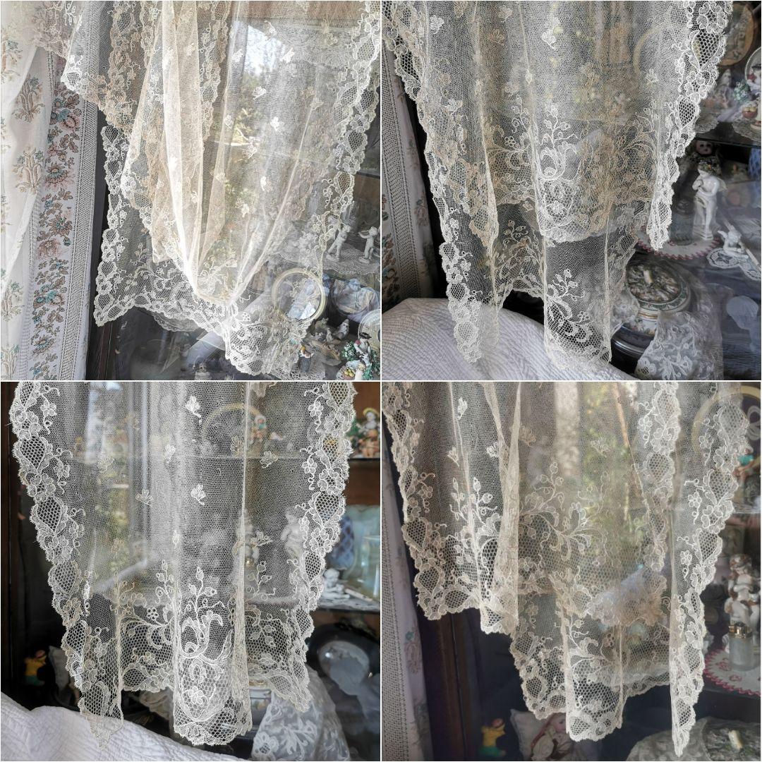 アンティーク シャンテリーレースショール ヴェール 鈴蘭 菫 桜草 銀杏/花びら