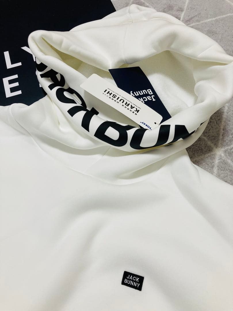 新品 パーリーゲイツ ジャックバニー KARUISHI フーディ(5)L/白