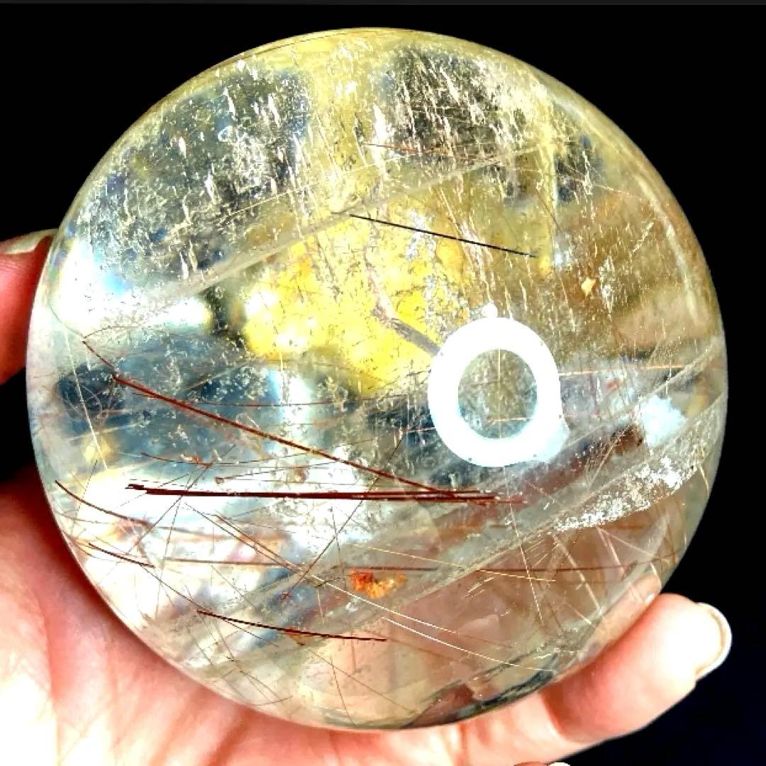 超特大83mm 虹入ゴールドレッドブロンズルチルクォーツ　針水晶　パワーストーン